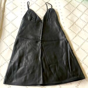 Victoria’s Secret Black Pleather Slip Dress, Small